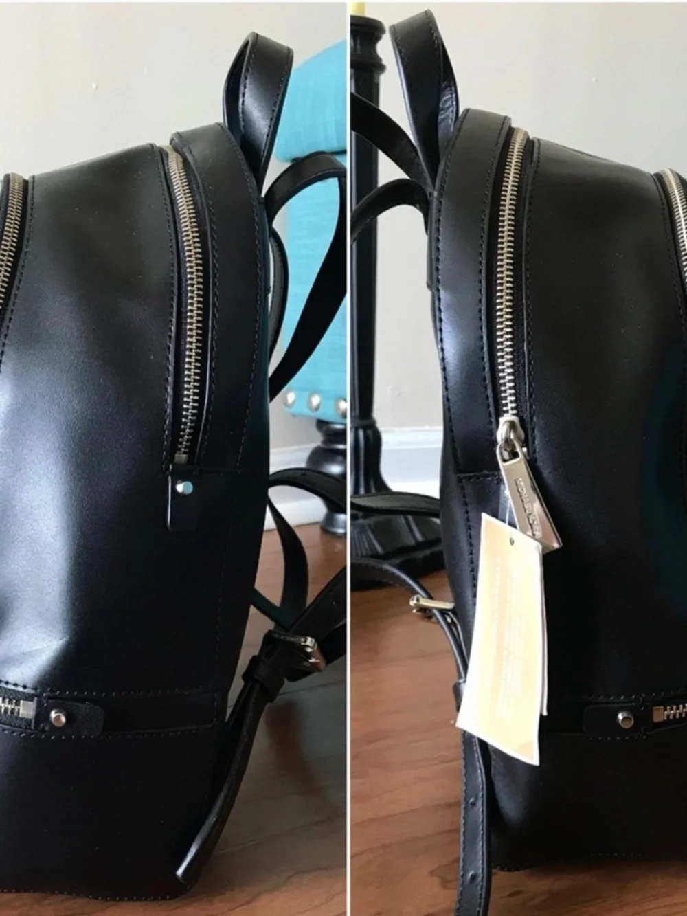 Michael Kors Black Leather Star-Studded Backpack - Picture 4 of 12